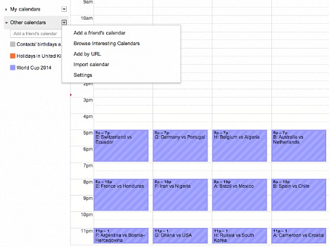 How To Add FIFA World Cup 2014 Brazil Schedule To Google Calendar