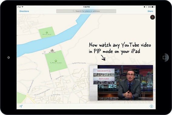 Cara Nonton YouTube Video di iPad dengan iOS 9 Gambar di Picture Mode