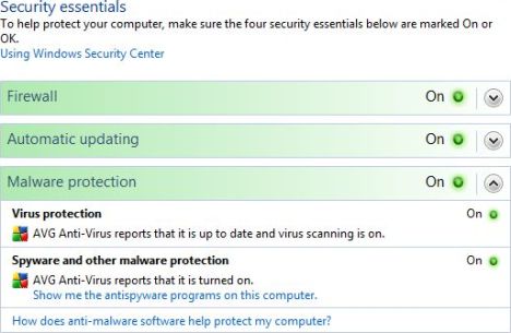 AntiVirus Serves as AntiSpyware in Security Center