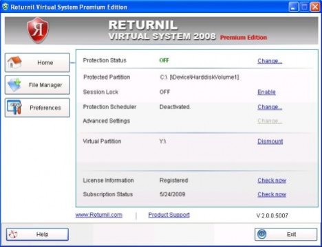 Returnil Virtual System 2008 Premium Edition Free