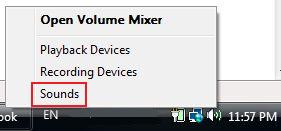 Open Sound Settings in Vista