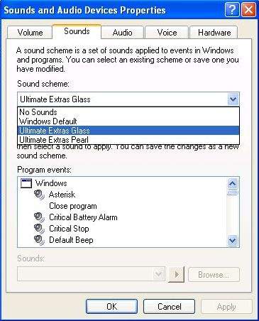 Changing Sound Scheme in Windows XP