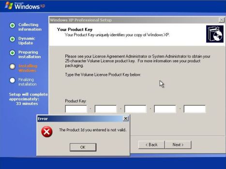 Windows XP SP3 Requires Product Key