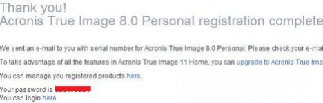 Acronis Registration Account Password