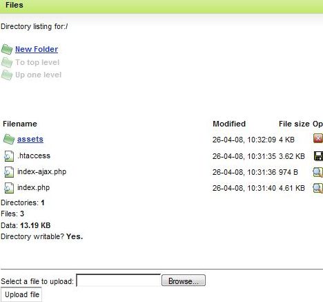 Upload File in ModX using File Manager