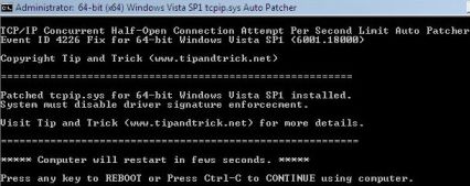 Patched tcpip.sys for 64-bit Vista SP1 6001.18000