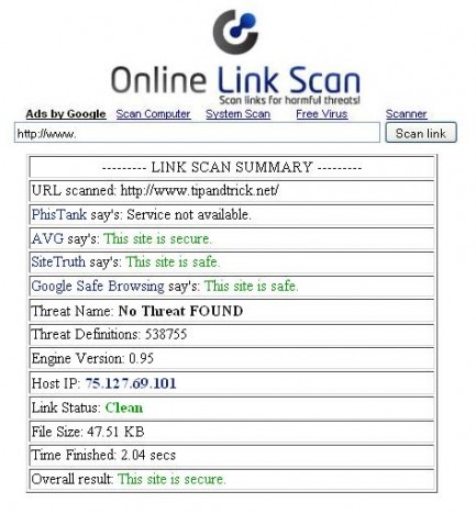 online-link-scan