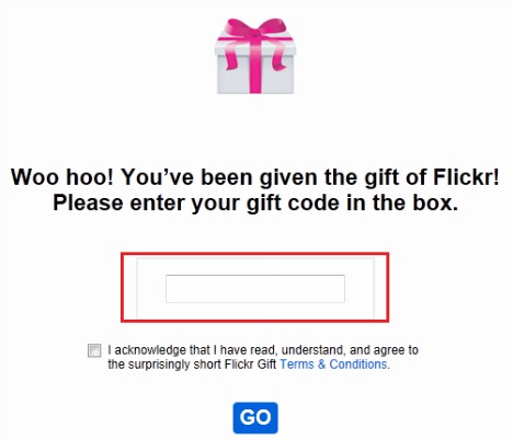 Flickr gift code