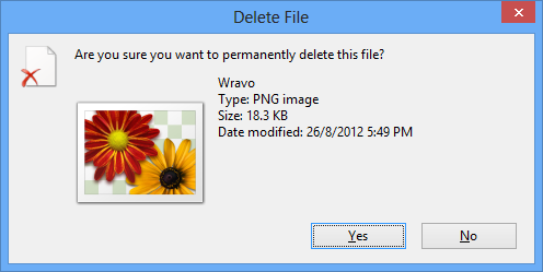 Windows 8 Delete Confirmation Dialog Box