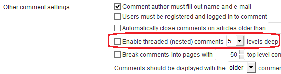 Disable WordPress Threaded Comments