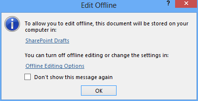 SharePoint Offline Editing Drafts Folder