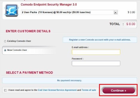 Comodo Endpoint Security Manager Page