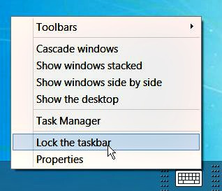 Lock the taskbar