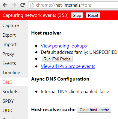 Clear DNS Cache of Chrome