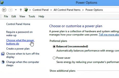 open power options