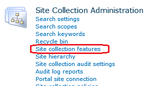 SharePoint Site Collection Features