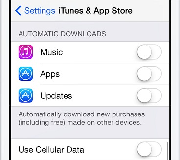 Turn off Automatic updates iTunes App Store