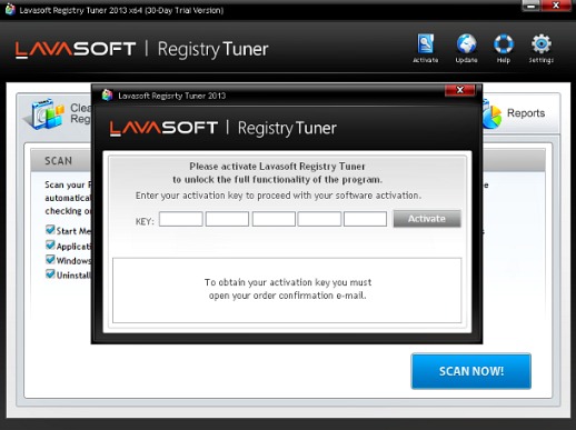 Enter the Lavasoft Registry Tuner license key