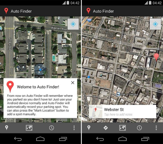 Auto Finder For Android To Keep Track Where You Park The Car