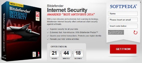 Bitdefender Internet Security 2014 Free Download (9 Months Subscription) Promotional Page