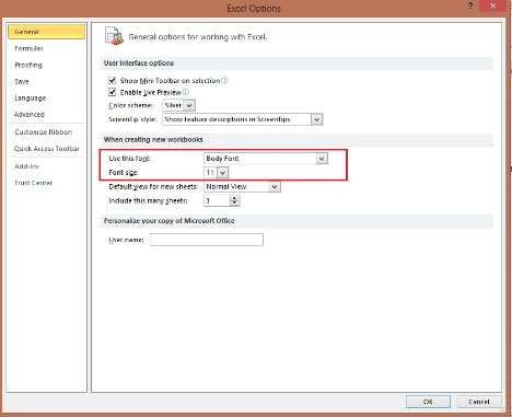 How to Set or Change the Default Font in Excel 2010 2013 2007