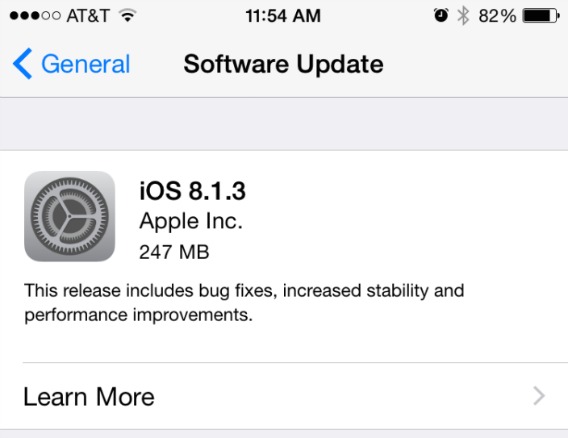 Apple Releases iOS 8.1.3 With Reduces Free Space Required For Update