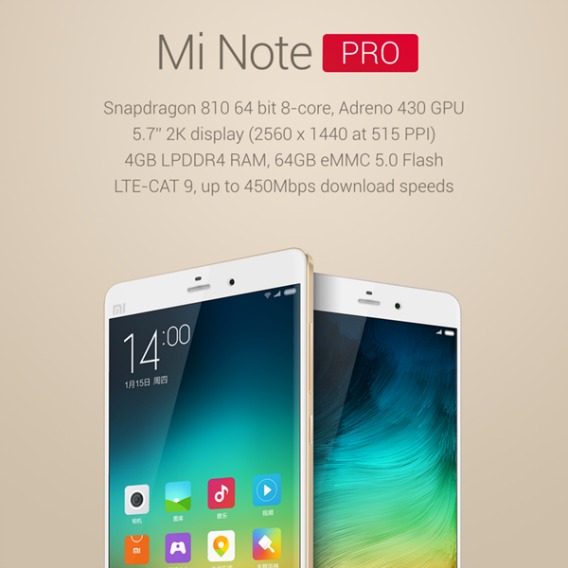 Mi Note Pro Available With Slim, Curved, and Powerful 5.7-inch Touchscreen Display