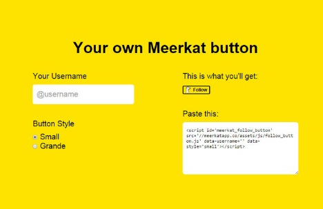 Add “Follow me on Meerkat” Button to Website or Blog