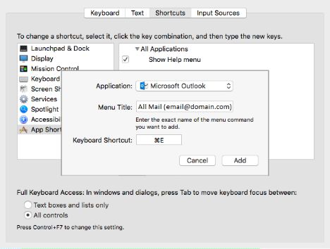 How to setting Gmail’s archiving feature to Microsoft Outlook for Mac without scripting outlook keyboard shortcuts