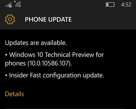 Windows 10 Mobile Insider Preview Build 10586.107 Available for Insider Members With Changelog