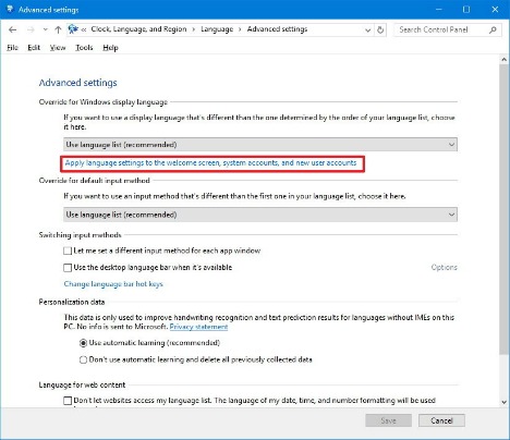 How To Change The Entire System Language in Windows 10 PC advanced settings