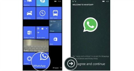 How To Download and Setup WhatsApp on Windows 10 Mobile agree and continue